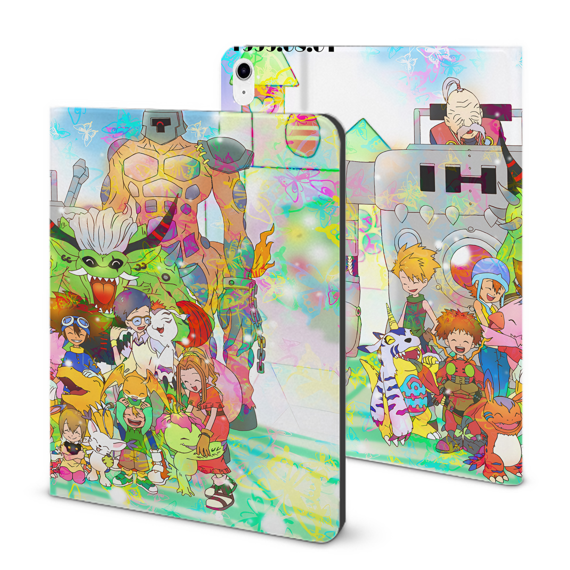 （画像用） Digimon デジタルモンスター/デジモン IPad ケース ブック型 PUレザー TPU 耐衝撃 軽量 薄型 ペン収納なし 全面保護 IPad 各モデル対応